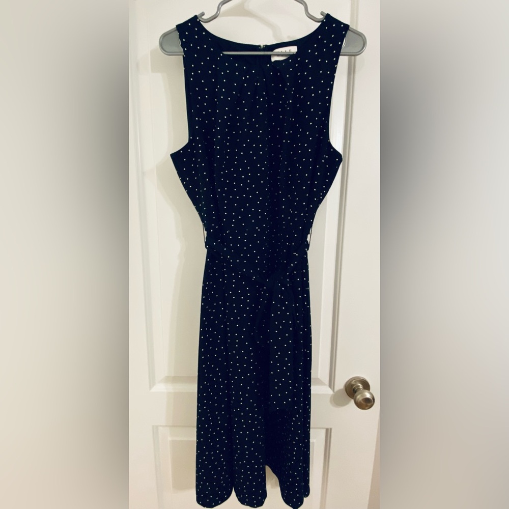 Elle Black and White Dotted Midi Dress